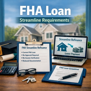 Overview of FHA loan streamline requirements for refinancing, highlighting eligibility and documentation needed.  