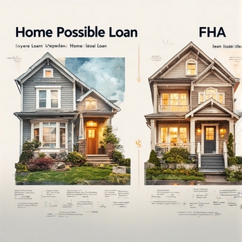 Comparison chart of Home Possible Loan and FHA loan features and benefits side by side.  