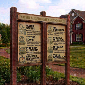 A sign displaying water safety guidelines and important information to ensure safe water use.