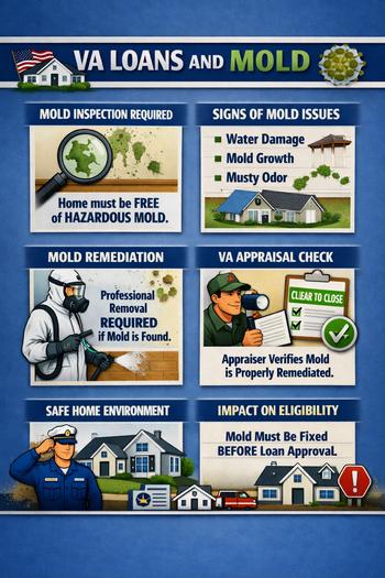 Screenshot showing information about VA loans and mold issues in homes. 