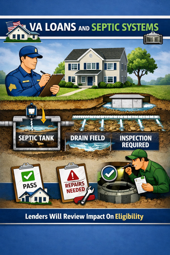 Screenshot showing information about VA loans and their relation to septic systems. 