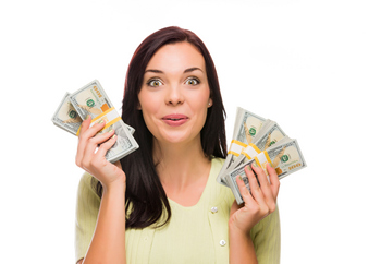 Woman holding money